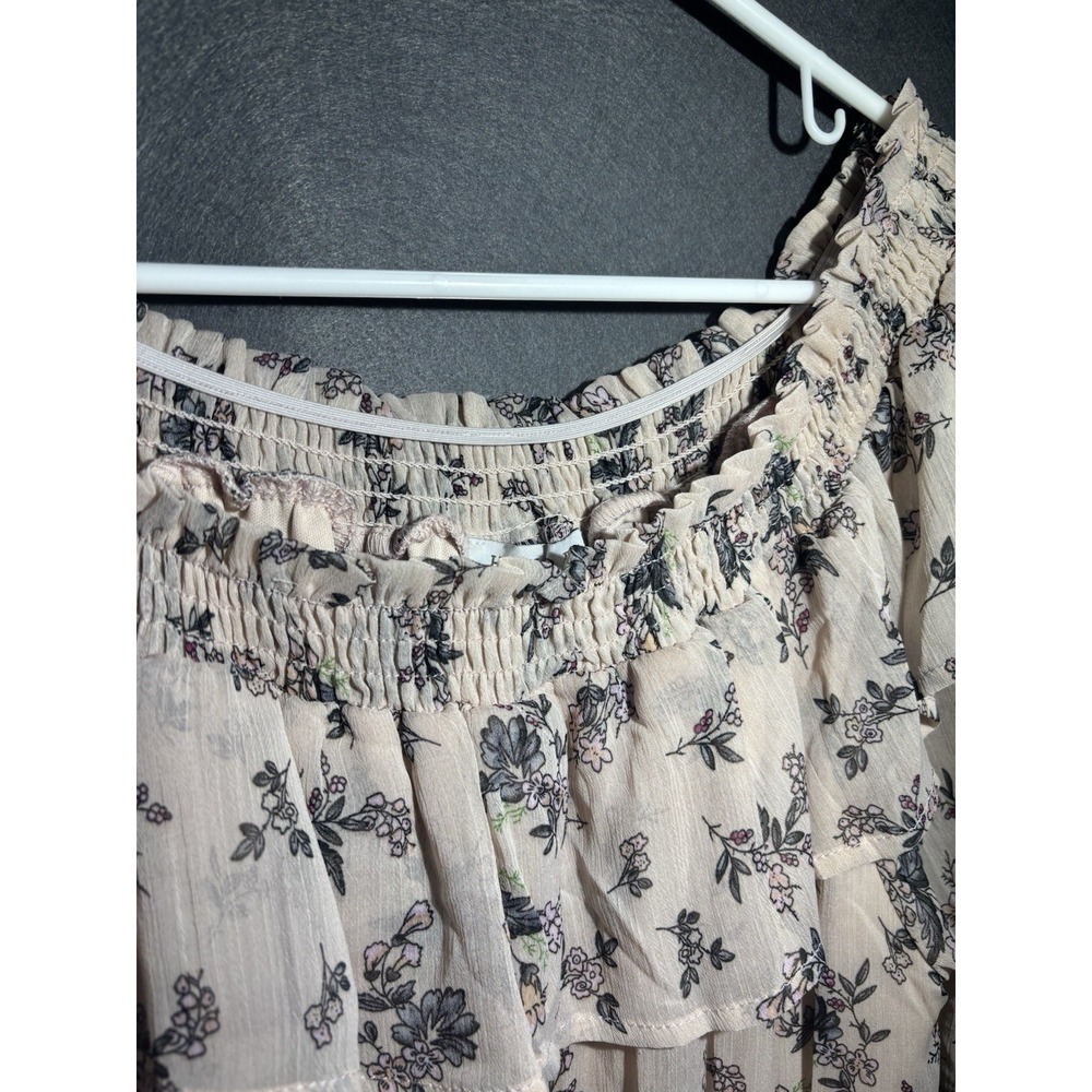 Hayden Los Angeles Dress Womens S Floral Ruffle Off Shoulder Smocked Waist Tired - Picture 8 of 16